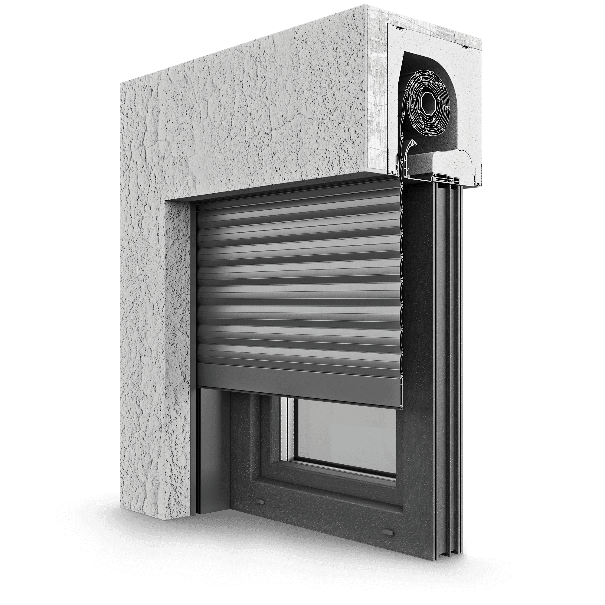 SKB Styroterm Aufsatzrollladen in der Fassadendämmung