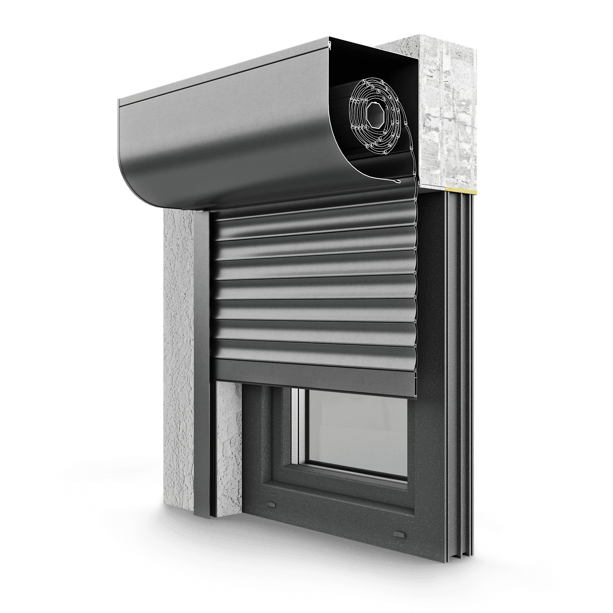 SKP Vorbaurollladen mit abgerundetem Kasten